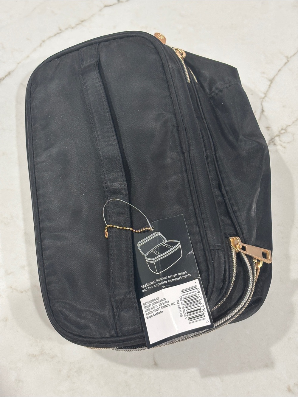 Black Women's Toiletry Bag with Gold Hardware - Unbranded